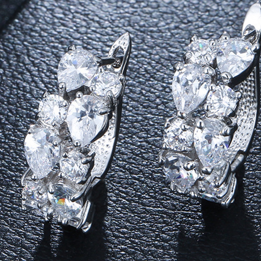 Fairystore| 1 Đôi Bông Tai Hợp Kim Đính Đá Nhiều Màu Sắc Sang Trọng