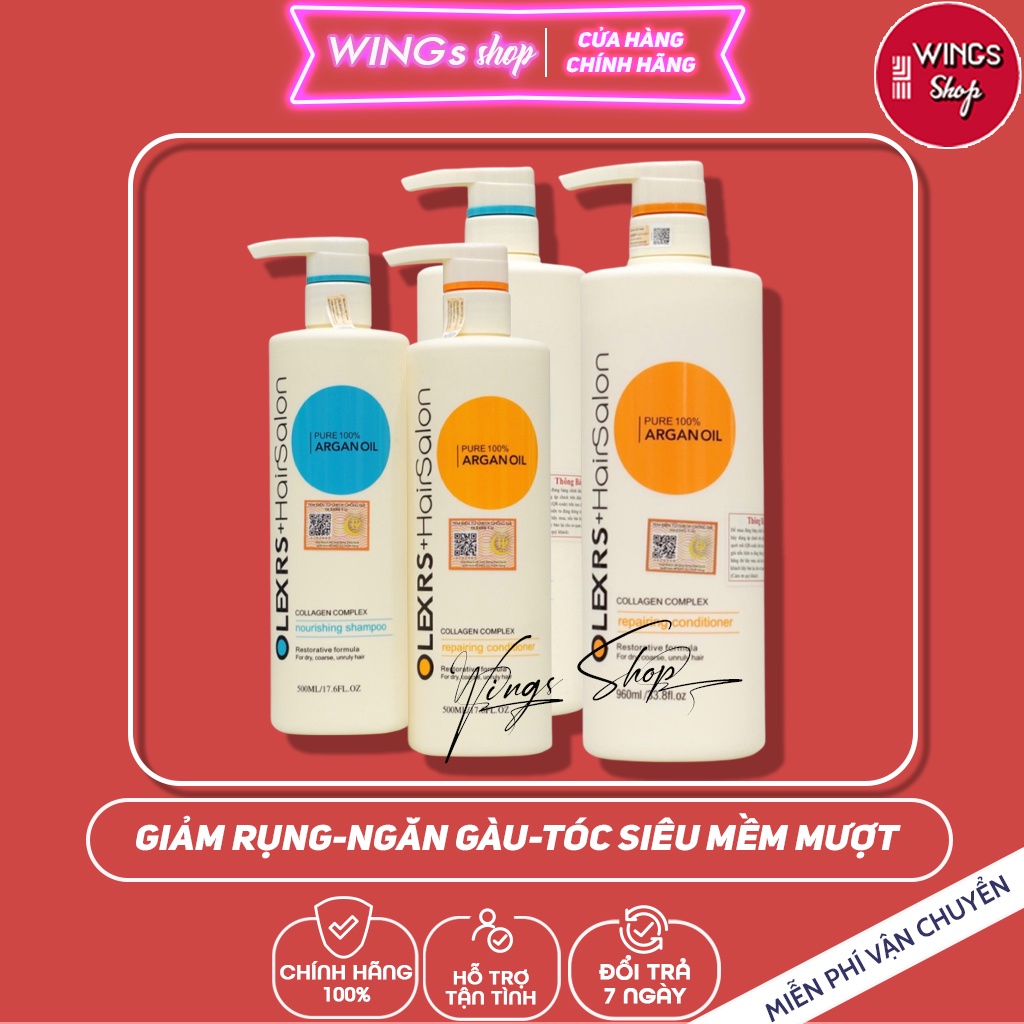 Cặp Dầu Gội Xả Olexrs Hair Salon 500ml-960ml Cho Tóc Khô Xơ Hư Tổn Tóc Gàu Ngăn Rụng Tóc | Wings Shop