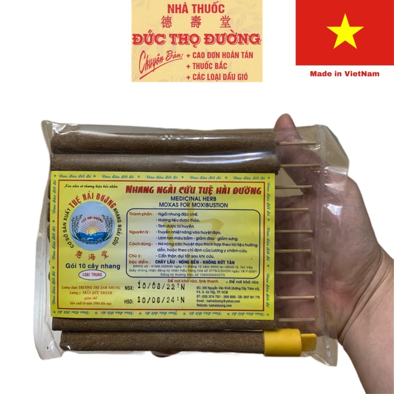 Nhang ngải cứu Tuệ Hải Đường - Combo 5 bịch/ 50 cây nhang