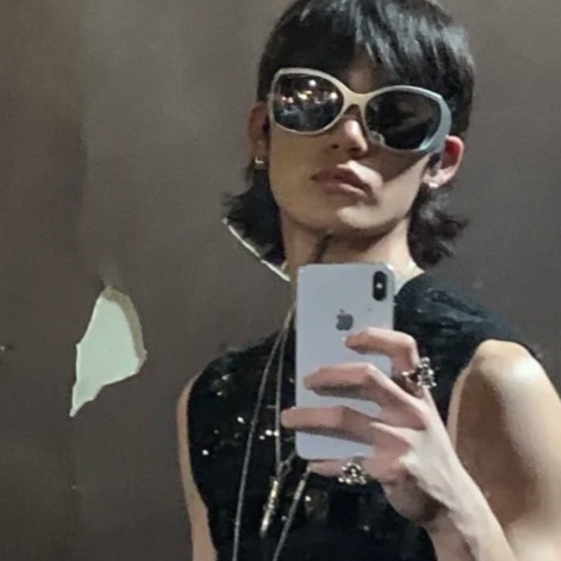 (HENGHA) Kính Râm Cực Lớn Thời Trang Vintage Y2K Babes Futuristic
