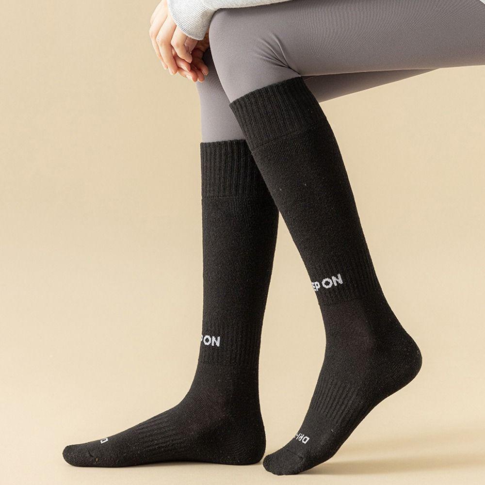 Vớ Dài Dày Co Giãn Thoáng Khí In Chữ Thời Trang Đường Phố Mùa Thu Cho Nữ