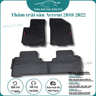 Thảm trải sàn, lót sàn cao su xe hyundai accent 2018- 2022- 2023- 2024 hàng cao su đúc không mùi- mẫu tổ ong chữ đỏ