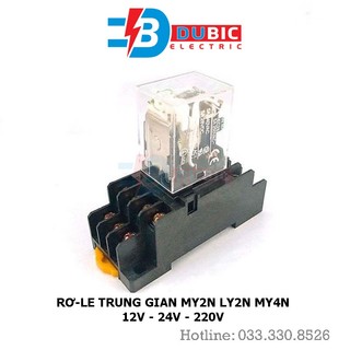 Rơ le trung gian - relay kính my2n ly2n my4n 12vdc/24vdc/220vac | dubic electric