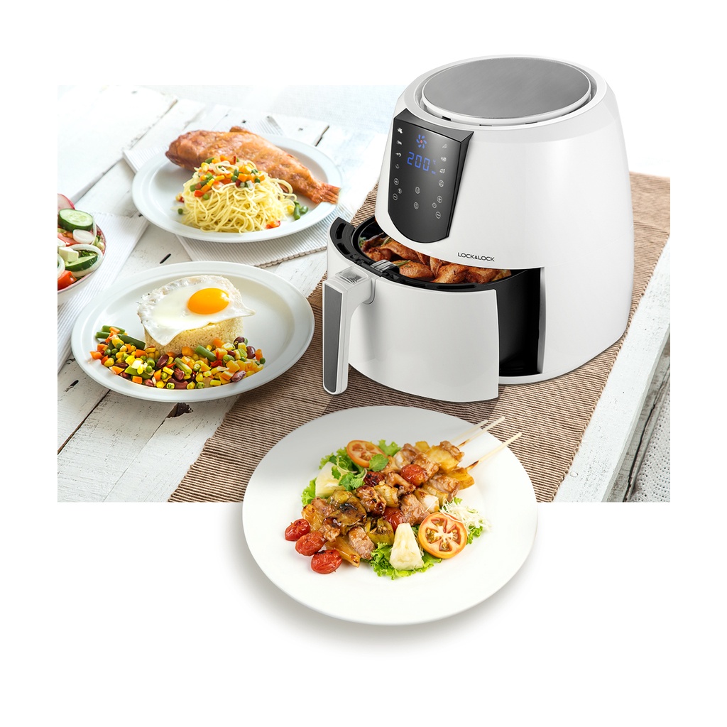 Nồi Chiên Không Dầu LocknLock Jumbo Plus Air Fryer dung tích 5.2L  EJF357 màu trắng - K-MALL