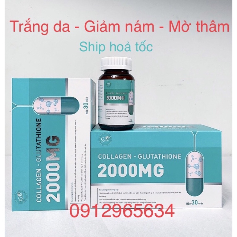 Viên uống Glutathione 2000mg giúp trắng da đẹp da giảm nám ngăn ngừa lão hoá giúp phụ nữ trẻ trung xinh đẹp chính hãng