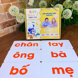 Flashcard glenn doman thẻ chữ song ngữ chuẩn Ivory 350 BABY EDUCATION