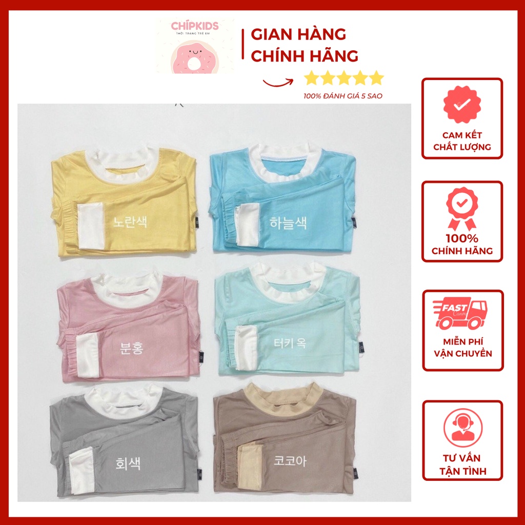 Bộ thun lạnh Kwoo dài tay trơn phối viền cho bé trai, bé gái từ 6-16kg