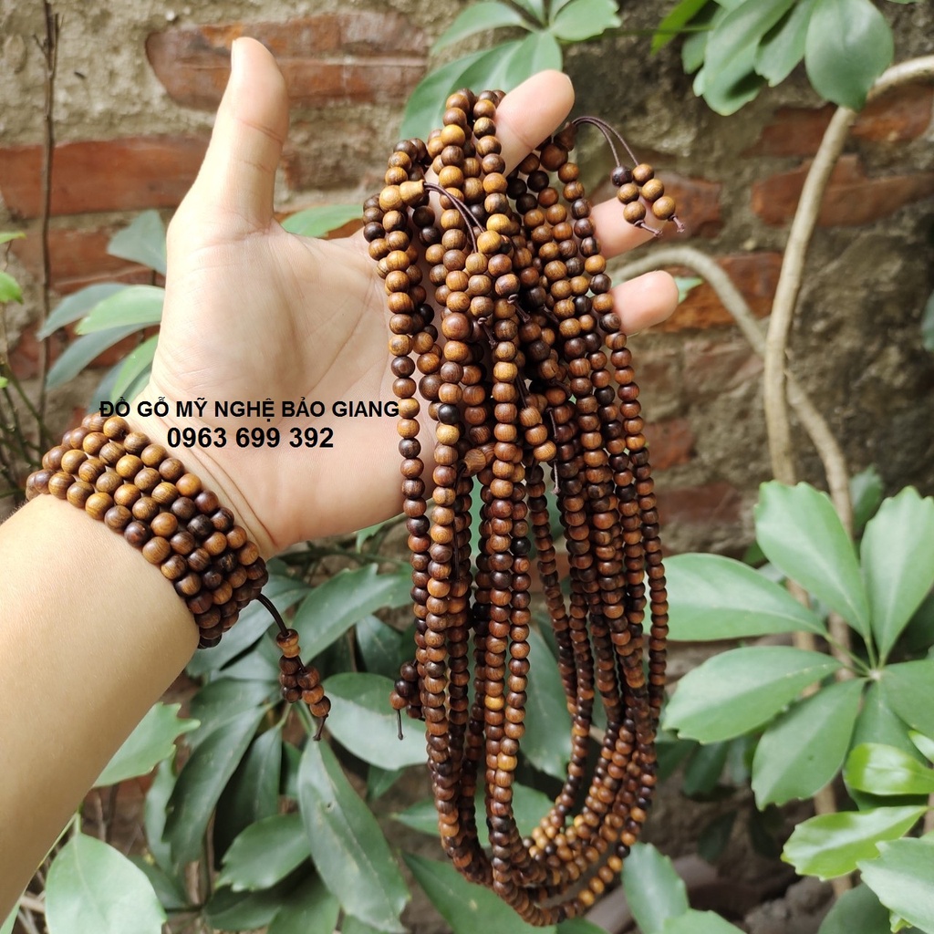 Vòng tay 108 hạt gỗ bách thơm size 6ly