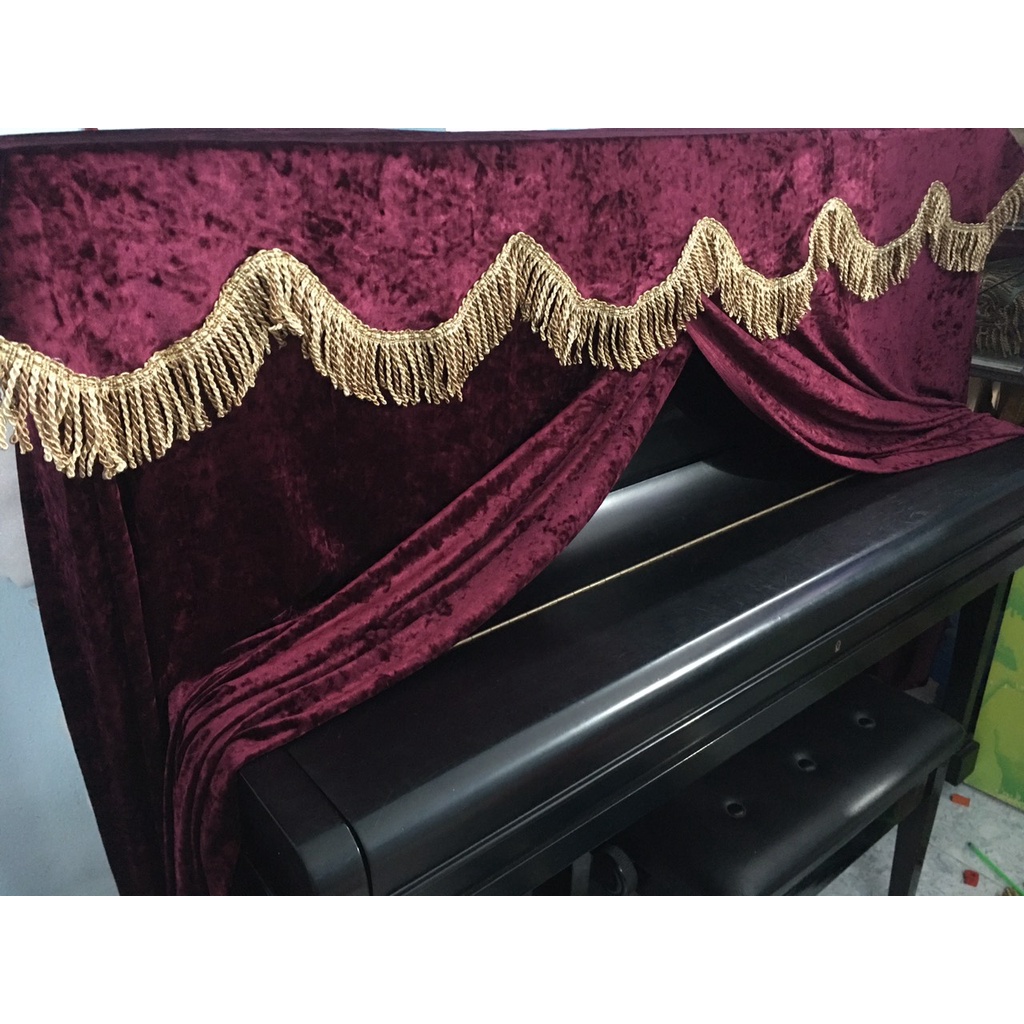 Khăn Phủ Đàn Piano Cơ Upright Trùm Quanh Đàn Vỉa Nhung Tuyết Số 24-KT002