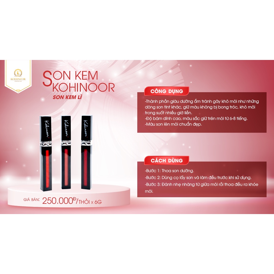 [Chính Hãng]Son Kem Lipstick Kohinoor, giữ màu không bị bong tróc, khô môi