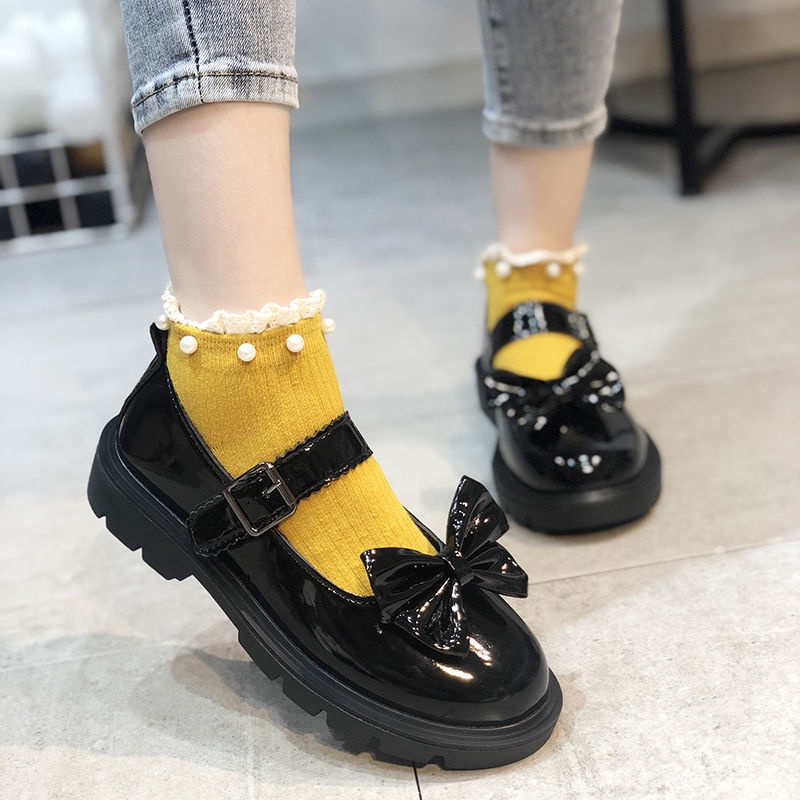 Giày Da Đế Dày Phong Cách Lolita Nhật Hàn Dễ Phối Đồ Thời Trang Cho Nữ Size 31-44 / 41 / 42