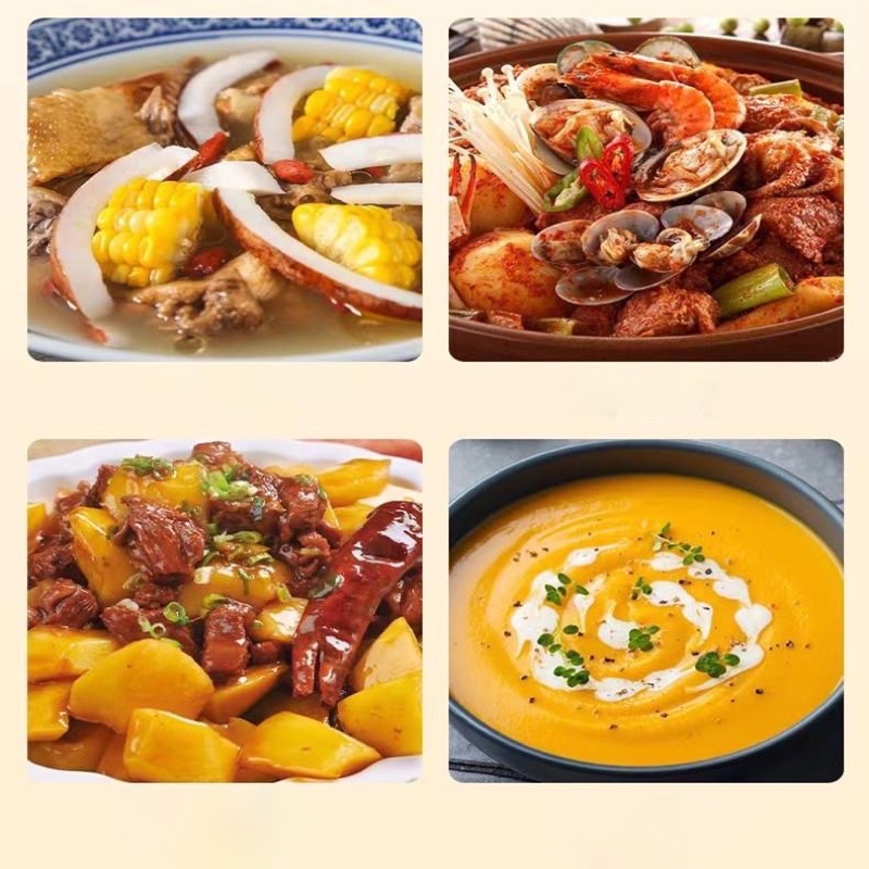 Nồi Áp Suất Chống Dính Bí Ngô 8L Thông Minh, Nồi Hầm 4in1 Đa Năng, Hầm Gà, Cháo- Nồi Chiên, Xào Nấu