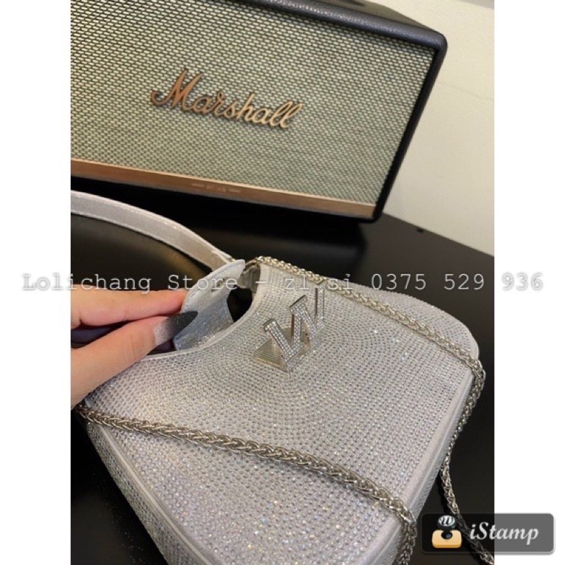 Túi kẹp nách W.A.N.G đá lấp lánh có dây xích đeo chéo siêu xinh