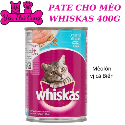 PATE CHO MÈO WHISKAS LON 400G- YÊU THÚ CƯNG SHOP