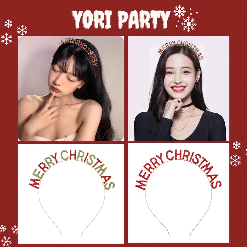 Cài Tóc Băng Đô Đính Đá Merry Christmas Chúc Mừng Giáng Sinh / Noel - Yori Party