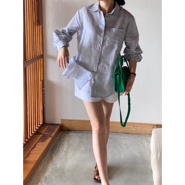 𝐓𝐢𝐚𝐫𝐞 𝐒𝐡𝐢𝐫𝐭𝐬 - Sơ Mi Sọc Linen 1 Túi ( ảnh chính chủ )