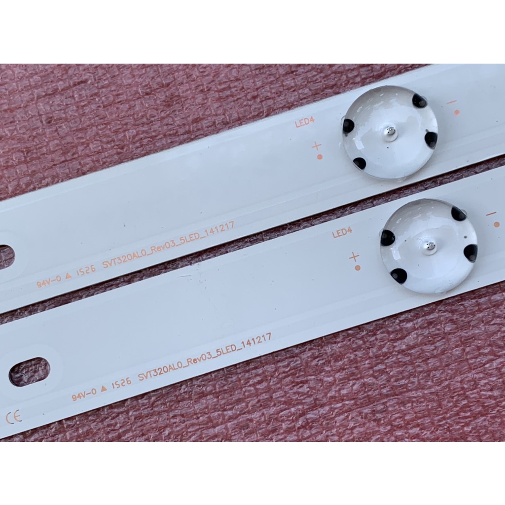 LED TIVI TOSHIBA 32L2550 32L5450 SVT320AL0_Rev03_5LED HÀNG MỚI 100%, BỘ 2 THANH MỖI THANH 5 BÓNG 3V, DÀI 62,7cm