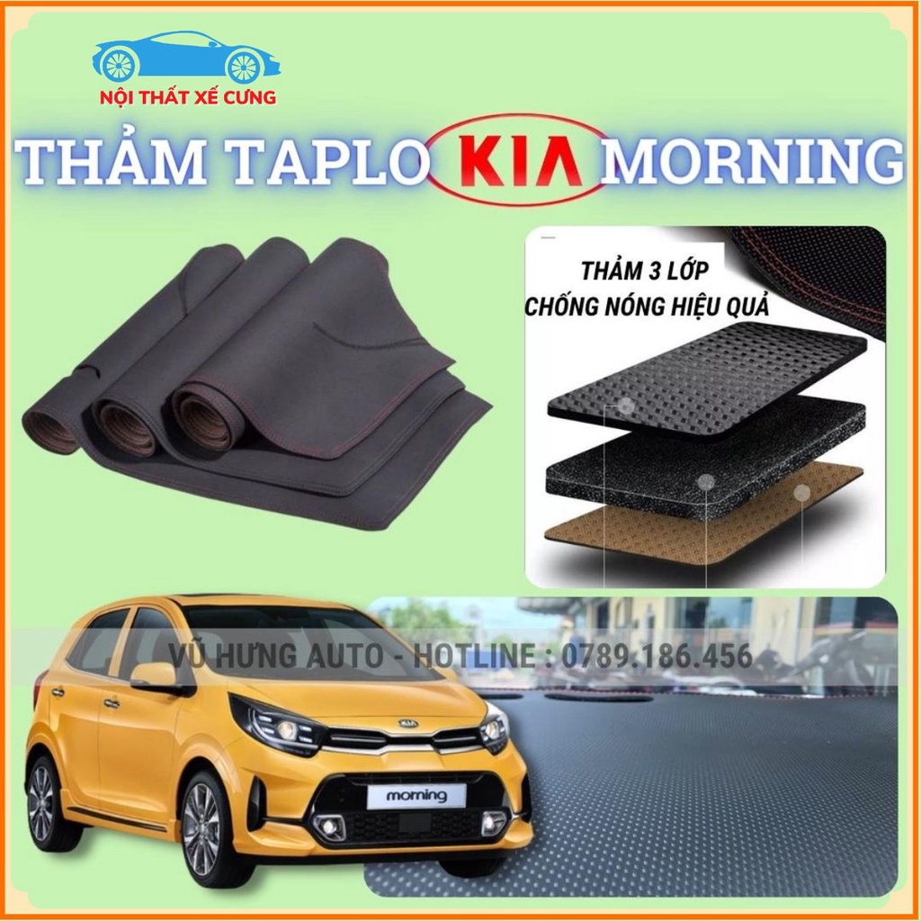Thảm phủ taplo kia moning đời 2017-2022 da PU dập vân cacbon bảo vệ taplo hiệu quả - Nội Thất Xế Cưng