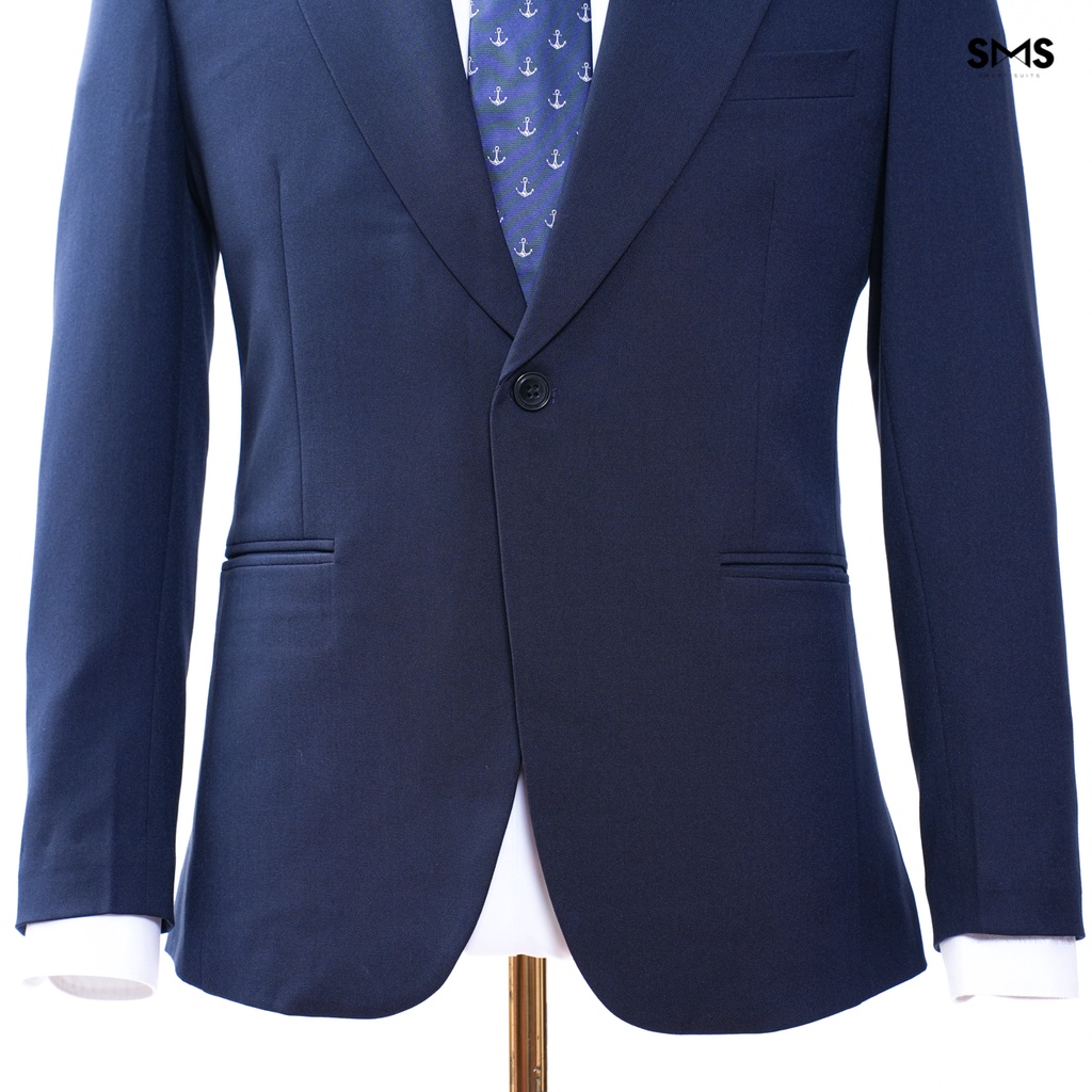 Bộ vest nam xanh navy 1 khuy 2 túi, form ôm Smart Suits