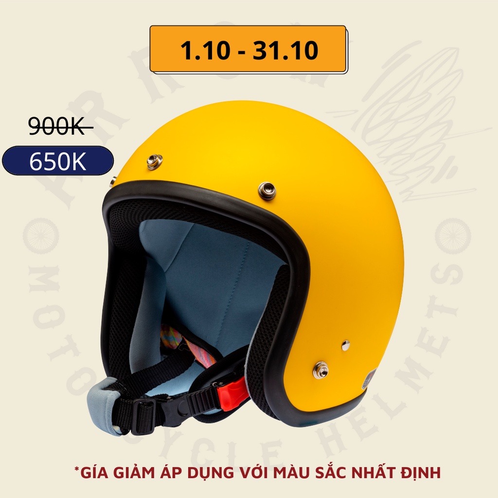 Mũ bảo hiểm 3/4 Raws arrow shop LB màu trơn thời trang cute đi phượt