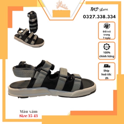 Giày Sandal 3 Quai Wigo Young Nam Nữ Học Sinh Sinh Viên Đi Học, Đi Chơi Đế Cao Su, Dép Quai Hậu Full Size màu xám droppi