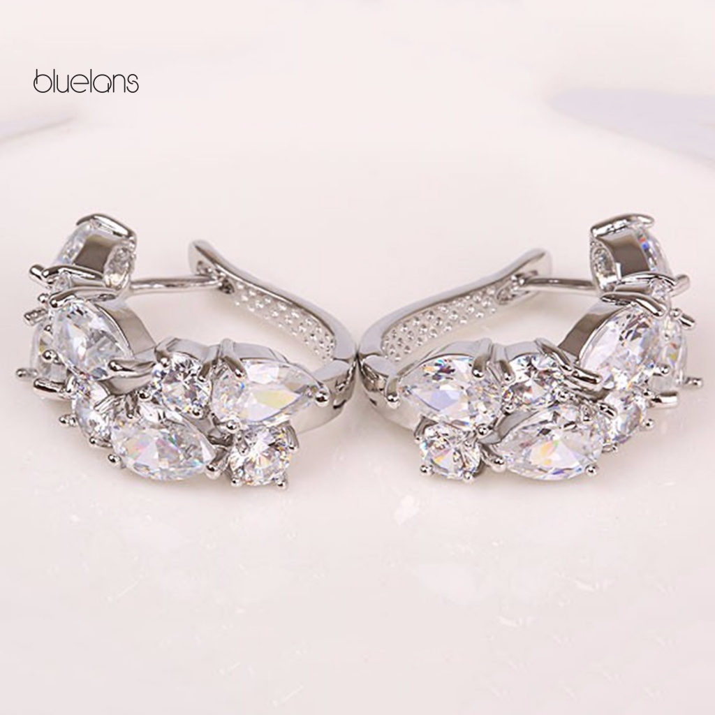 1 Đôi Bông Tai Tròn Đính Đá Nhiều Màu Sắc Phong Cách Âu Mỹ Thời Trang Cho Nữ