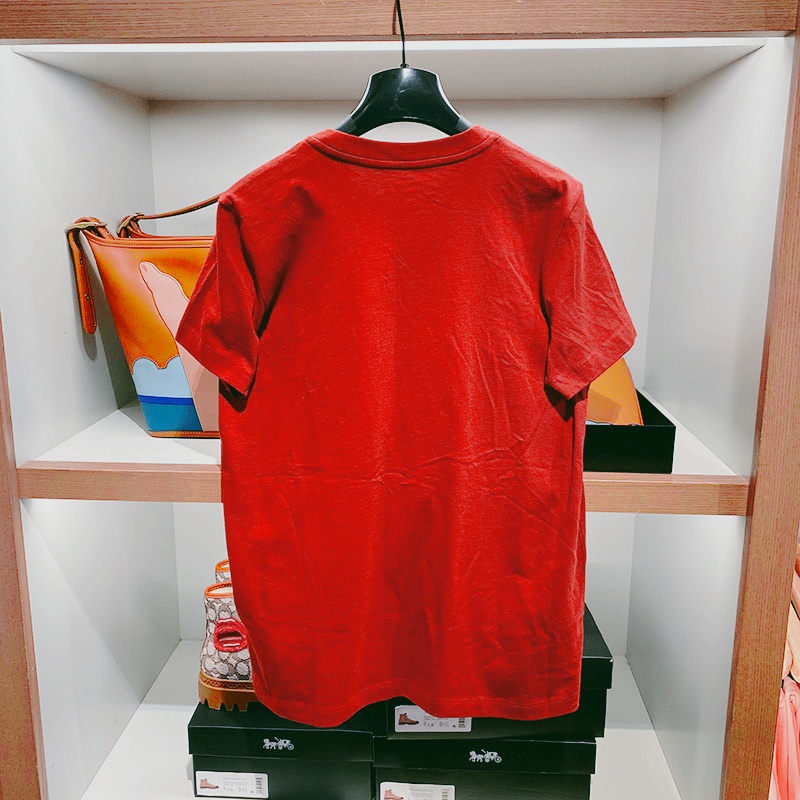 Áo Thun Cotton Ngắn Tay In Logo Coach Thời Trang Unisex