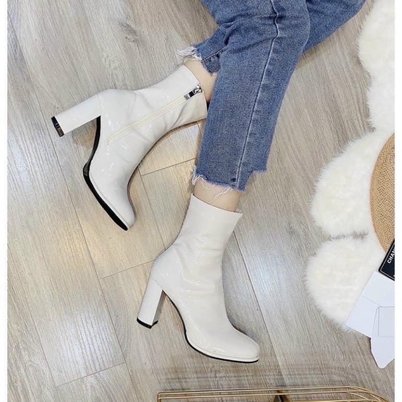 MÃ H22-2 BỐT CỔ LỬNG DA BÓNG GÓT TRỤ MJL FULL BOX