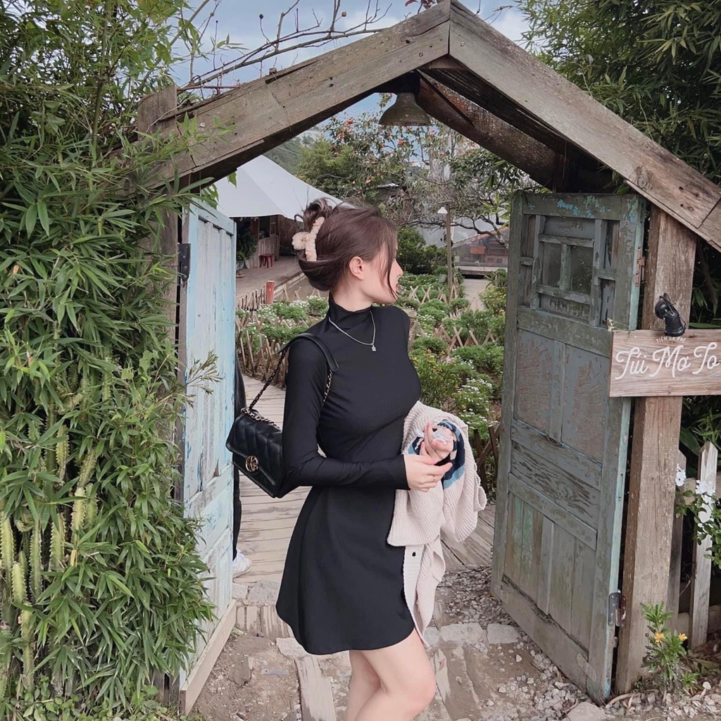 Váy len basic dáng xoè cổ 3p DN455