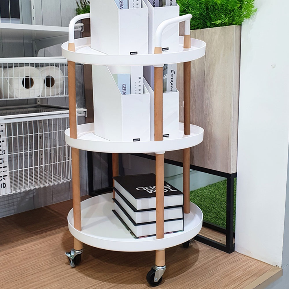 Homebase STACKO Kệ để đồ 3 tầng bằng nhựa có bánh xe RONDA Thái Lan W48xD48xH86cm màu trắng
