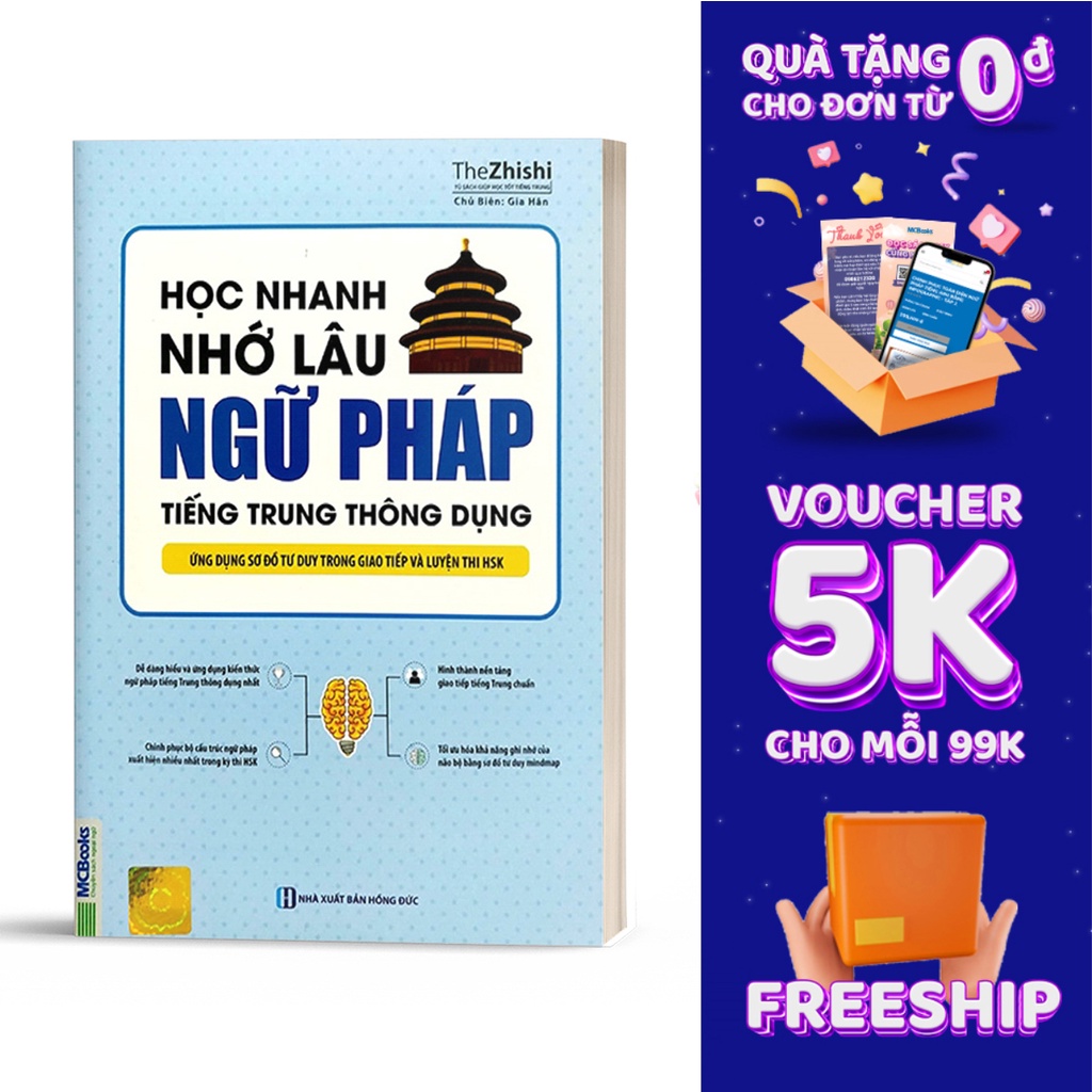 Sách - Học nhanh nhớ lâu ngữ pháp tiếng Trung thông dụng-Ứng dụng sơ đồ tư duy trong giao tiếp và luyện thi HSK