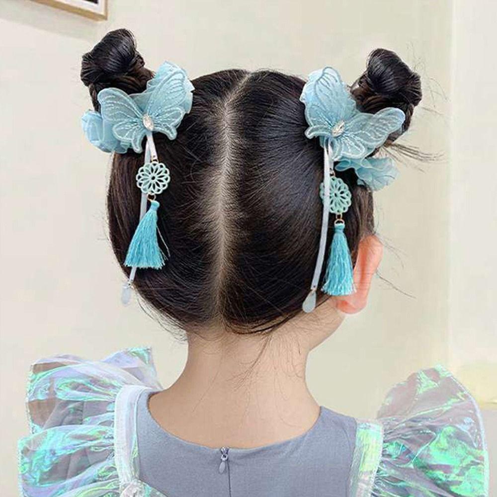 Dây Cột Tóc Co Giãn Nhiều Màu Sắc Họa Tiết Bướm Xinh Xắn Cho Nữ WMES15H Giá Đỡ