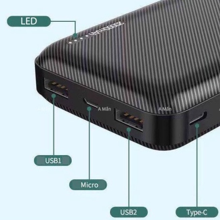 CHÍNH HÃNG  Pin dự phòng tích điện sạc nhanh 20000mah DESIGN WP-303 22W có đèn led hiển thị % Pin