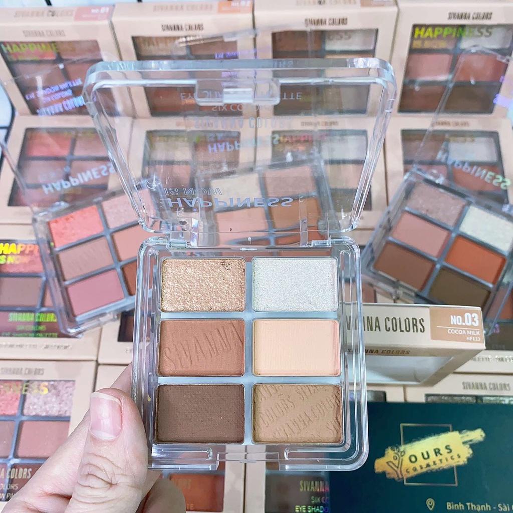 Bảng Phấn Mắt Có Nhũ Sivanna Tone Cam Đất HF113 - Bảng Màu Mắt Sivanna HF113 - Bảng Mắt Có Nhũ Sivanna 6 Ô