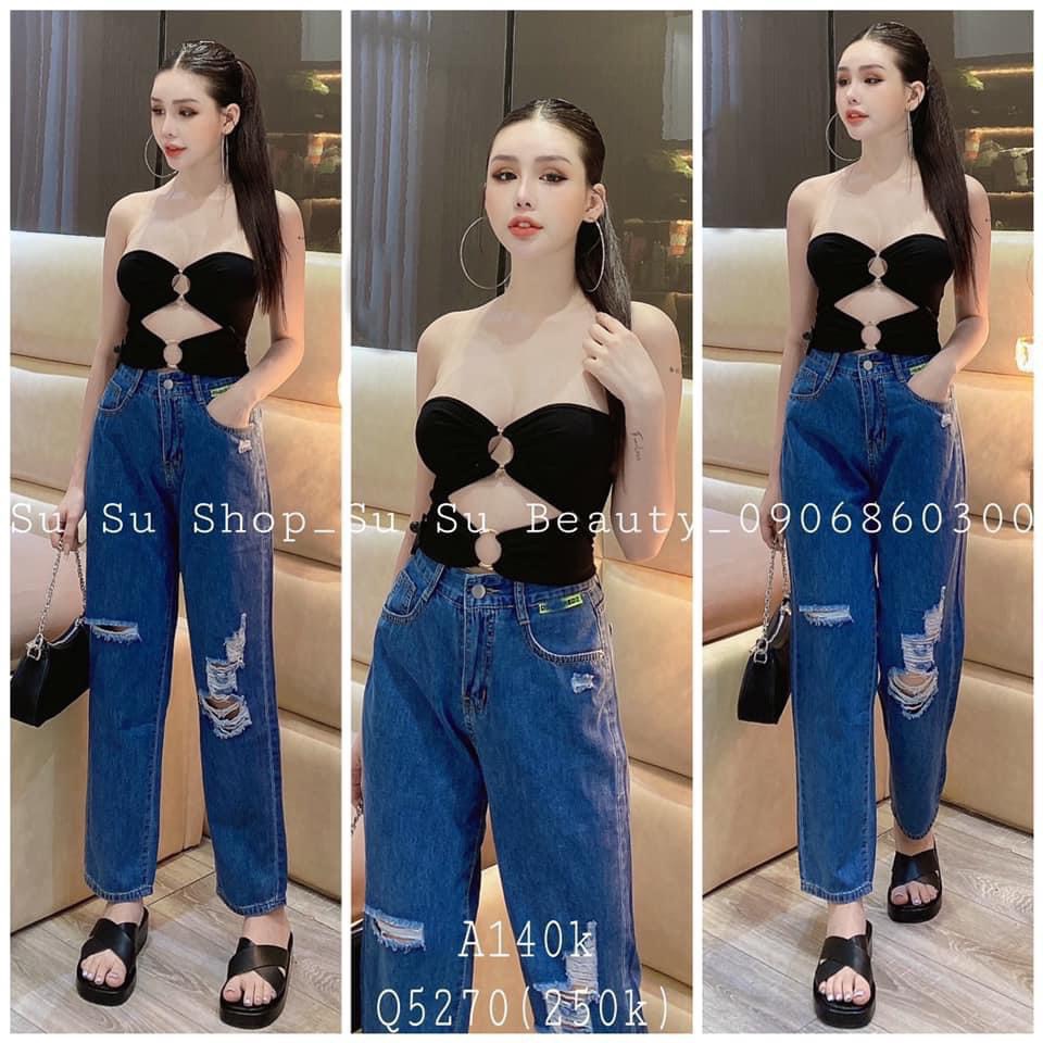 Áo croptop áo ống phối khoen chất vải xốp- Ringu shop
