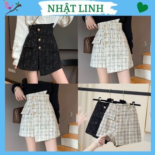 Chân váy chữ a chất dạ nhung kim tuyến phối 3 hàng cúc sang chảnh nhật linh - cv420