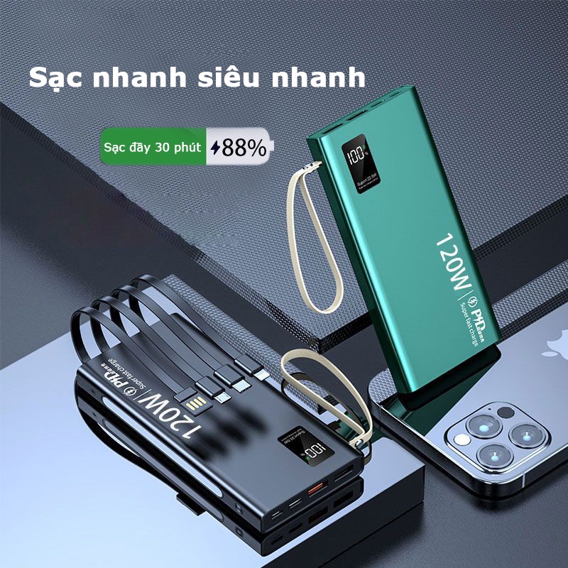 ☄∋Nguồn điện di động 120w sạc siêu nhanh 50000 mAh 20000 sạc kho báu điện thoại di động phổ thông