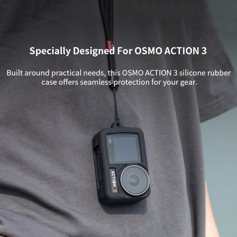 [3C] Vỏ Silicone Bảo Vệ Camera + Nắp Ống Kính Cho Action 3