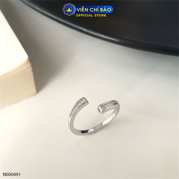 Nhẫn bạc nữ Lazy đính đá chất liệu bạc 925 thời trang phụ kiện trang sức Viễn Chí Bảo N000491