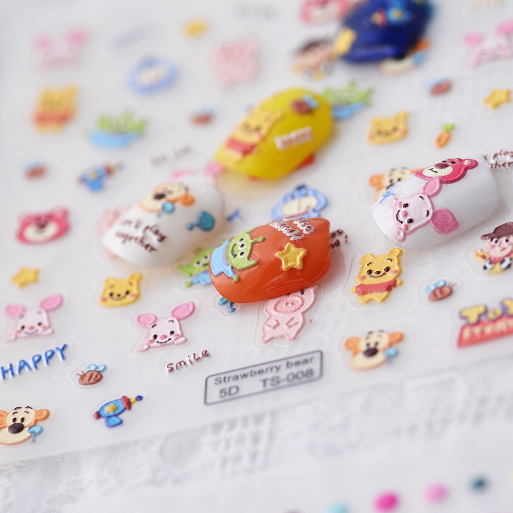 Miếng Dán Trang Trí Móng Tay 3D Hình Động Vật Hoạt Hình Xinh Xắn