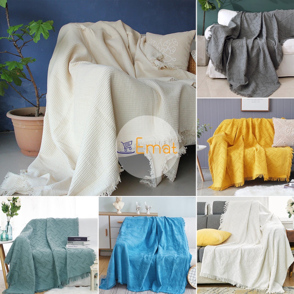 Khăn Thảm Phủ Sofa chống bụi bẩn, Mền đắp thư giãn, Thảm Sofa Phòng Khách Loại Một Màu