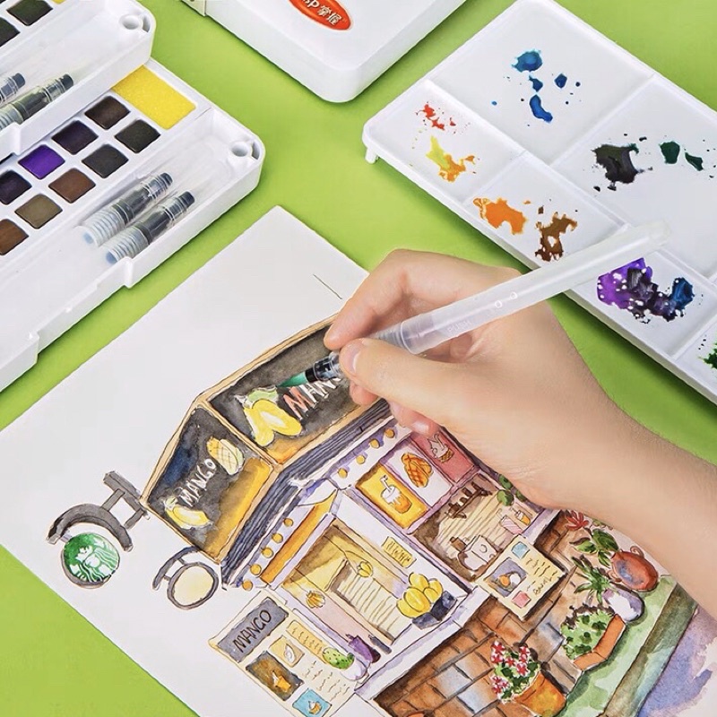 Màu Nước Solid Water Color Cao Cấp 12/18/24/36M Kèm Bút Nước