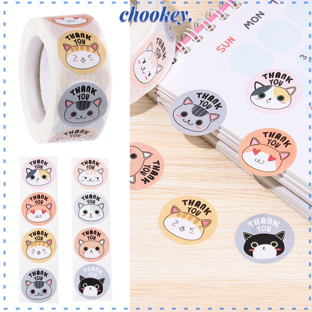 Cuộn 500 Nhãn Dán Tự Dính In Chữ Thank You Hoạt Hình Dùng Trang Trí Phong Bì
