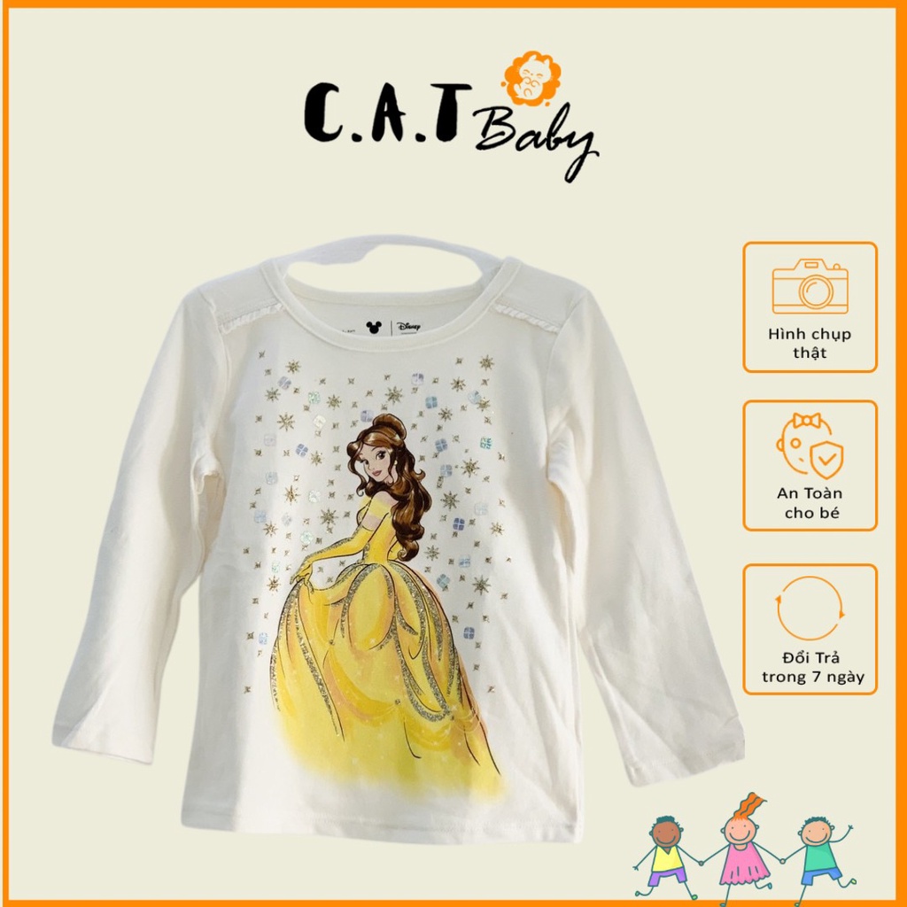 Áo thun cotton tay dài disney cho bé gái