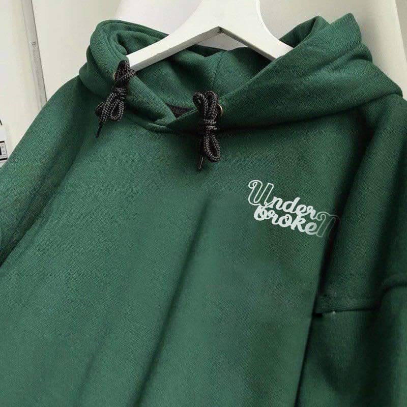 Áo Hoodie Under Broker Màu Xanh Form Rộng Tay Phồng Unisex nỉ Bông siêu dầy ấm