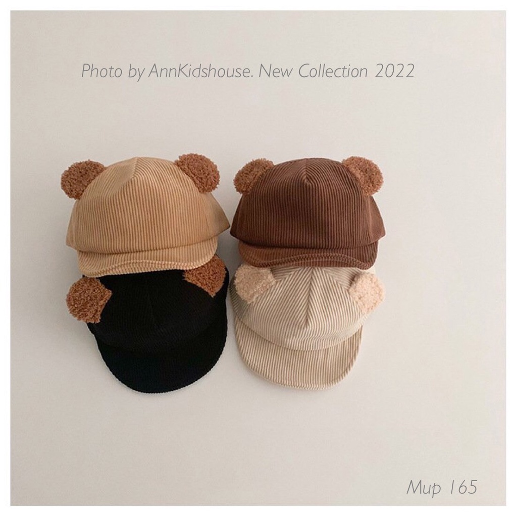 MUP 165: Mũ lưỡi chai len tai gấu siêu cute cho bé (46-48cm)