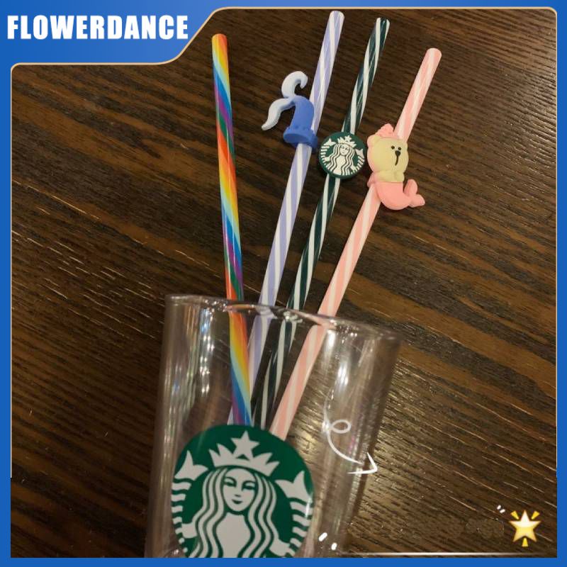1 Chiếc Màu Sắc Rực Rỡ Vít Nhựa Ống Hút Starbucks Tumbler Ống Hút Cốc Uống Nước Có Ống Hút Có Thể Tái Sử Dụng Cầu Vồng Cá Voi Gấu Thân Thiện Với Môi Trường Với Bàn Chải Cọ Rửa Làm Sạch Drinkware accessoroy Flowerdance