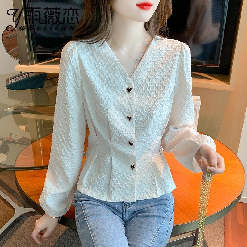 Áo Sơ Mi Chiffon Tay Dài Cổ Chữ V Thời Trang 2022 Mới Mẻ Phong Cách Phương Tây Dành Cho Nữ