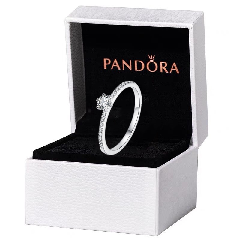 Nhẫn Mạ Bạc 925 Đính Kim Cương Nhân Tạo Pandora Thời Trang Cho Nữ