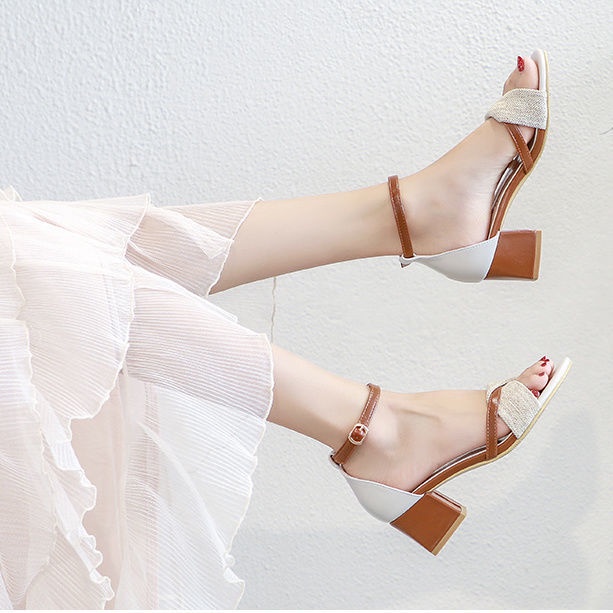 có hàng sẵnGiày Sandal Cao Gót Đế Dày Quai Da Mềm Thời Trang Mùa Hè 2023